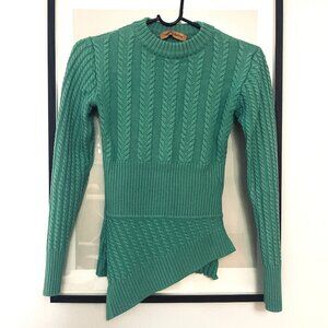 Maggie Marilyn "Rufus" Asymmetric Cable Knit Sweater, 100% Merino Wool | Size XS